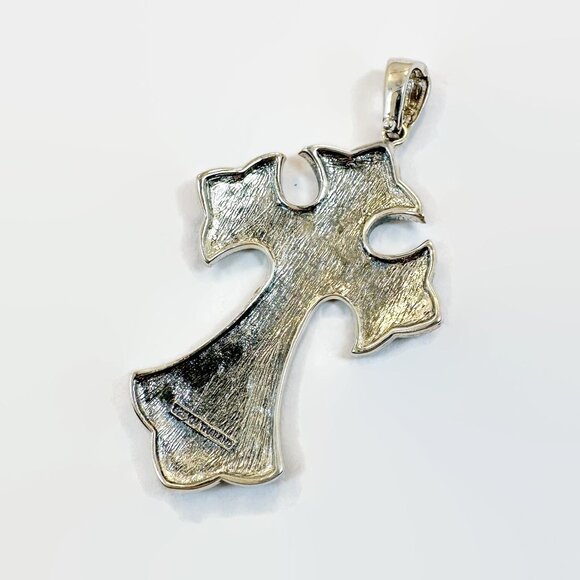 Vintage Marcasite Cross Pendant: Sterling Silver Black Stones Sparkling Gothic - Picture 4 of 4